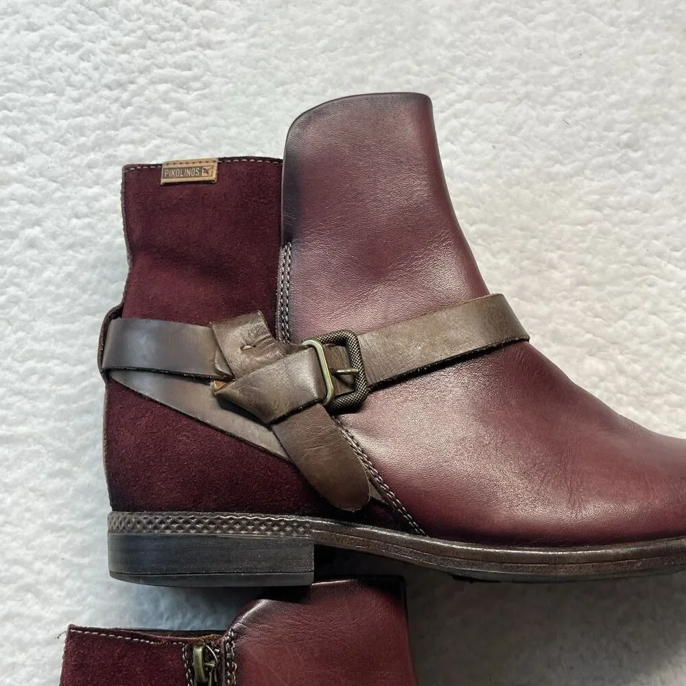 Pikolinos Boots Womens US9.5 EU40 Garnet Ordino Ankle Boho Lagenlook Equestrian